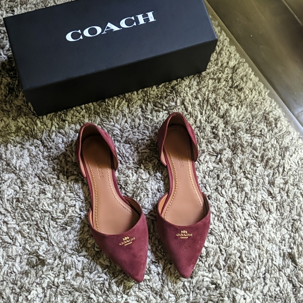 Coach Wine Suede Pointed Toe Flats - image 1
